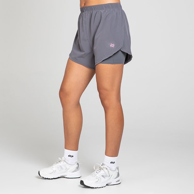 Dark Grey Women's Finesse 2 in 1 Training Shorts from O’Neills with built in undershorts for extra coverage and support.