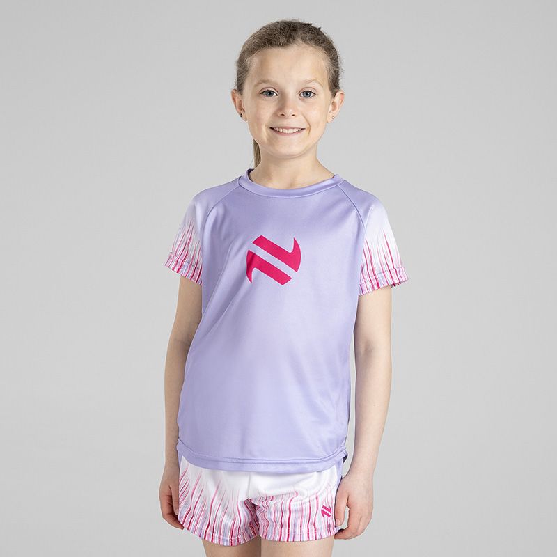 Lavender Kids’ Miley T-Shirt with pink, lavender and navy ombre design by O’Neills.