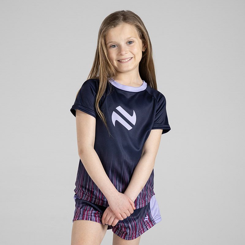 Marine Kids’ Miley T-Shirt with pink, lavender and navy ombre design by O’Neills.