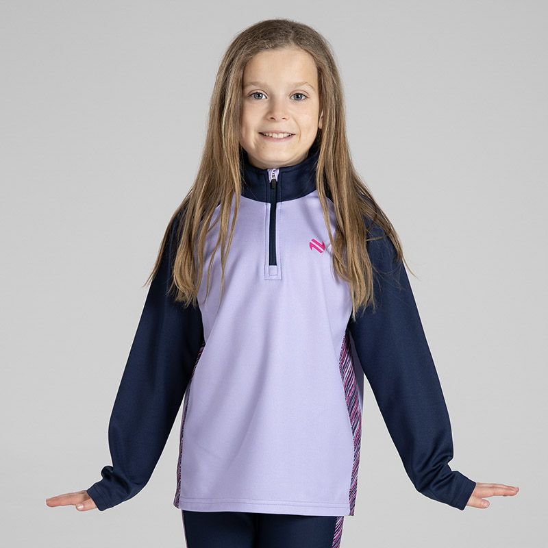 Purple Kids’ Miley Half Zip with pink and lavender ombre design by O’Neills.