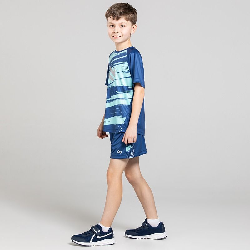 Boys Blast T-Shirt & Shorts set in Marine. Bold graphic designs with reflective logos from O’Neills.