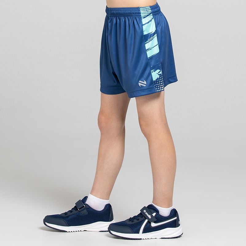 Navy O’Neills Blast Shorts featuring graphic side panels and a reflective logo
