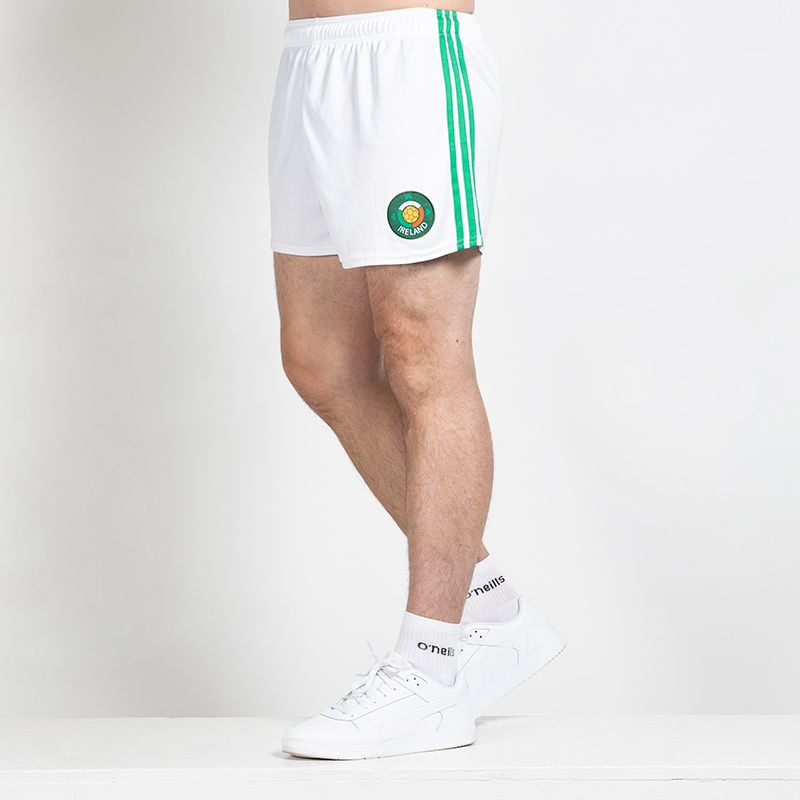 White Men's Ireland Retro Shorts 1985 with retro Ireland crest by O’Neills.