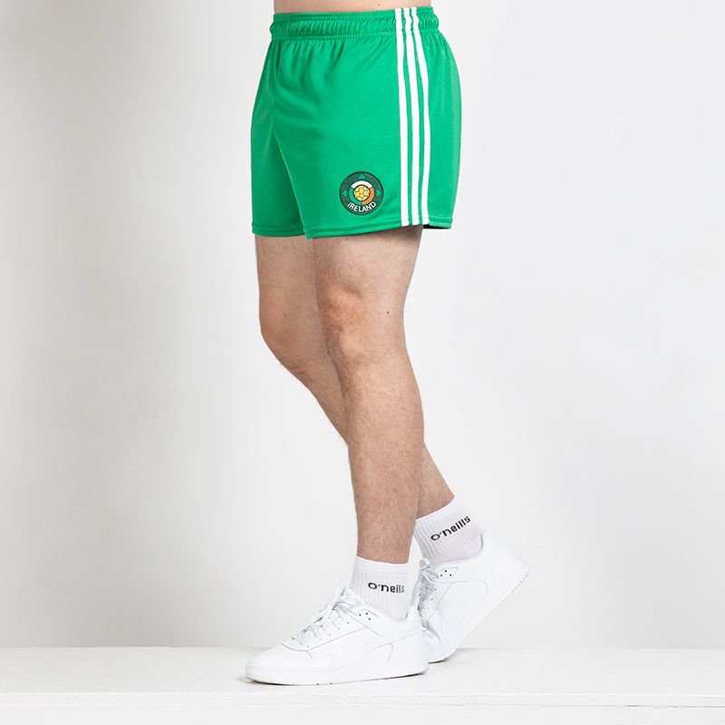 Green Men's Ireland Retro Shorts 1985 with retro Ireland crest by O’Neills.