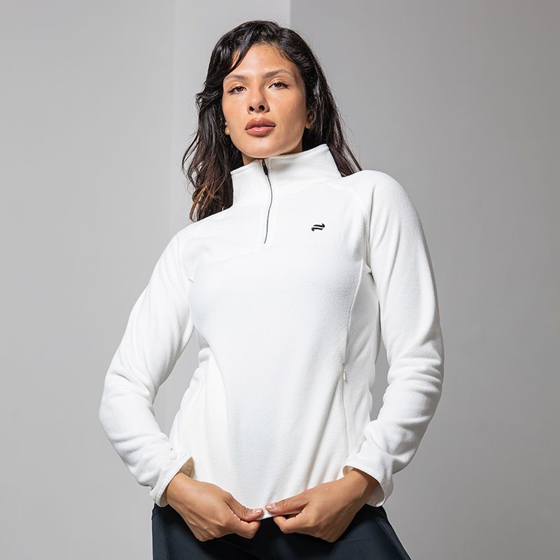 White Women’s Cairo Micro Fleece Half Zip Top with two zip pockets by O’Neills.