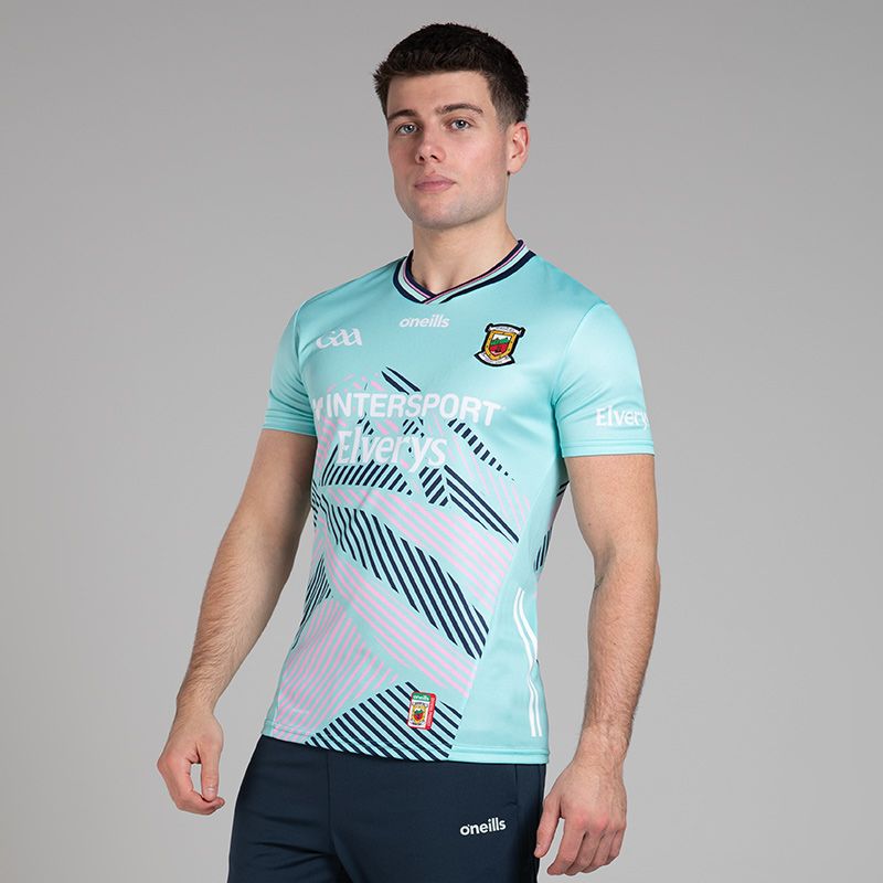 O’Neills Mint Mayo GAA Alternative Goalkeeper Jersey 2025 Player Fit with ribbed crewneck by O’Neills.