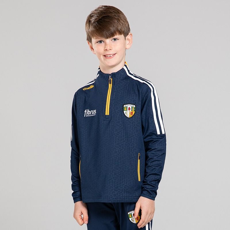 Antrim GAA Kids' Hydra Brushed Half Zip Top Navy / Amber from O’Neills Sportswear