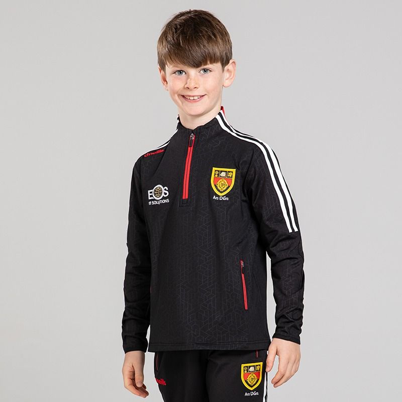 Down GAA Kids' Hydra Brushed Half Zip Top Black / Red from O’Neills Sportswear