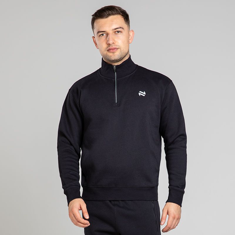 Black Men’s Evolve Fleece half zip sweatshirt with ribbed collar and two side pockets by O’Neills.