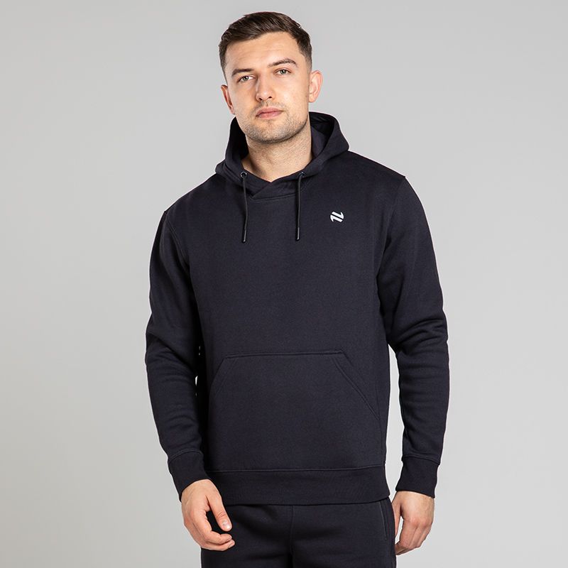 Black Men’s Evolve Fleece Pullover Hoodie with kangaroo front pouch pocket by O’Neills.