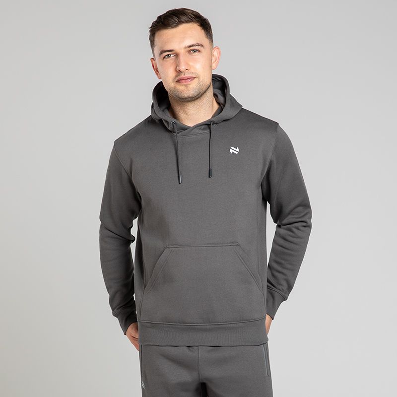 Dark Grey Men’s Evolve Fleece Pullover Hoodie with kangaroo front pouch pocket by O’Neills.