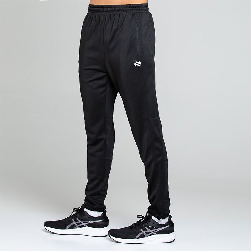 Black O’Neills Men’s Velocity Skinny Tracksuit Bottoms with zipped pockets and ankle zips.