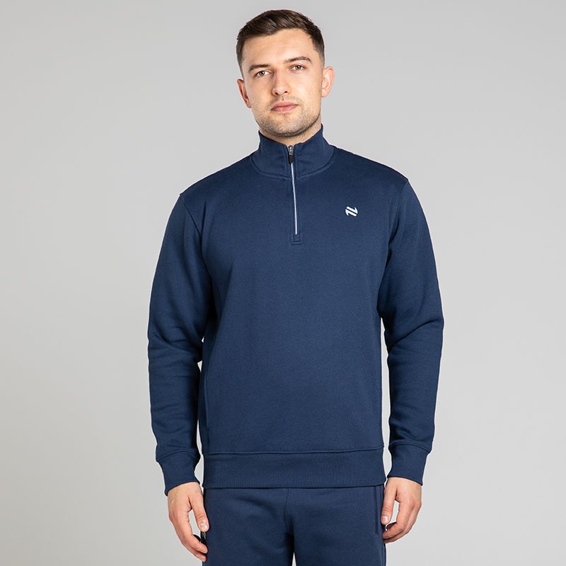 Navy Men’s Evolve Fleece half zip sweatshirt with ribbed collar and two side pockets by O’Neills.