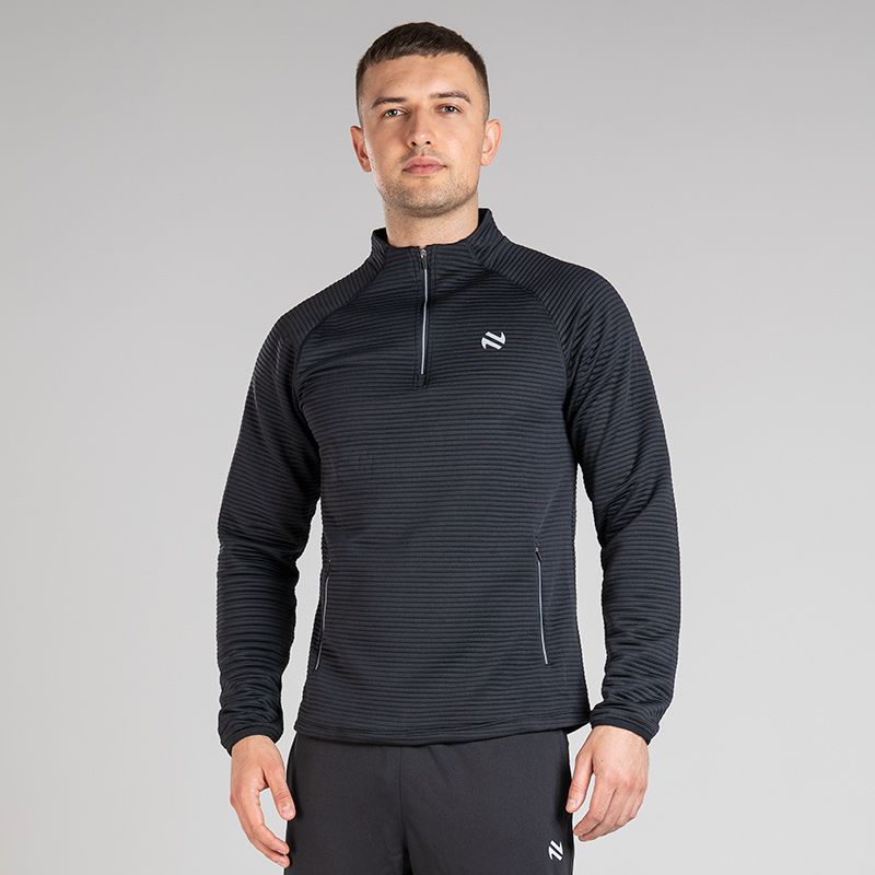 Dark Grey Men’s Revive Half Zip Top with ripple fabric and zip pockets by O’Neills.