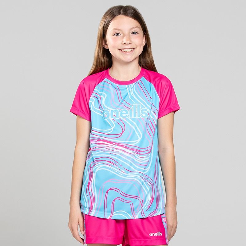 Blue O’Neills Kids’ Taylor T-Shirt with a colourful design