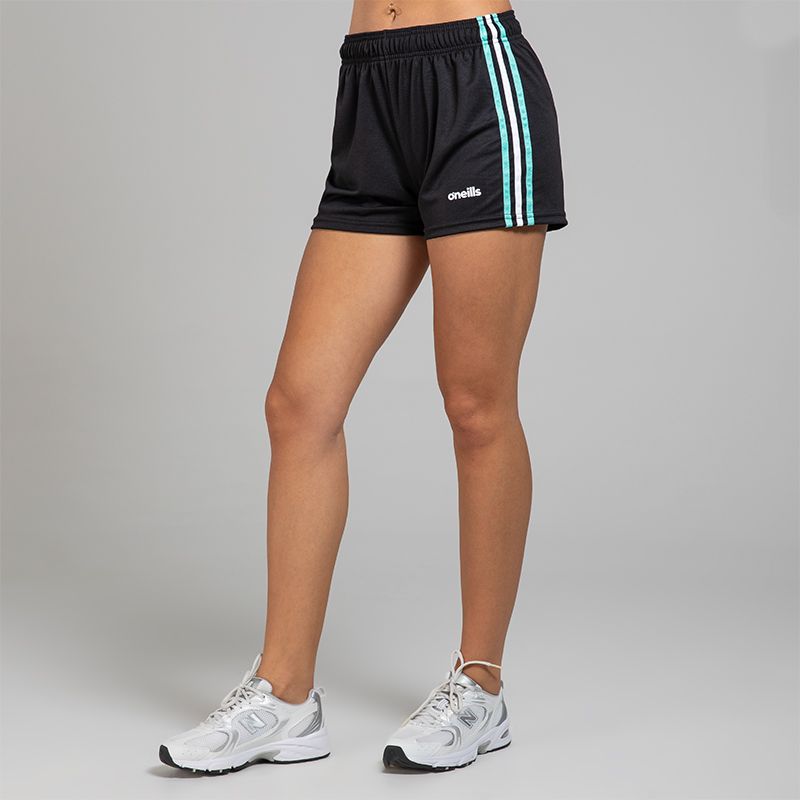 Black Women's Mourne Training Shorts with 3 stripe detail from O'Neill's.