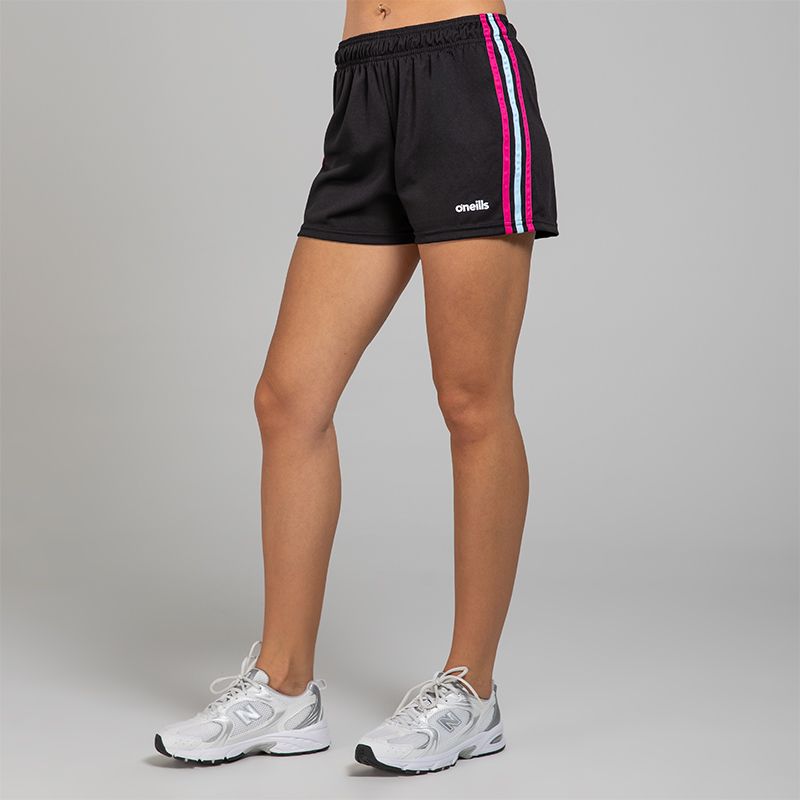 Black Women's Mourne Training Shorts with 3 stripe detail from O'Neill's.