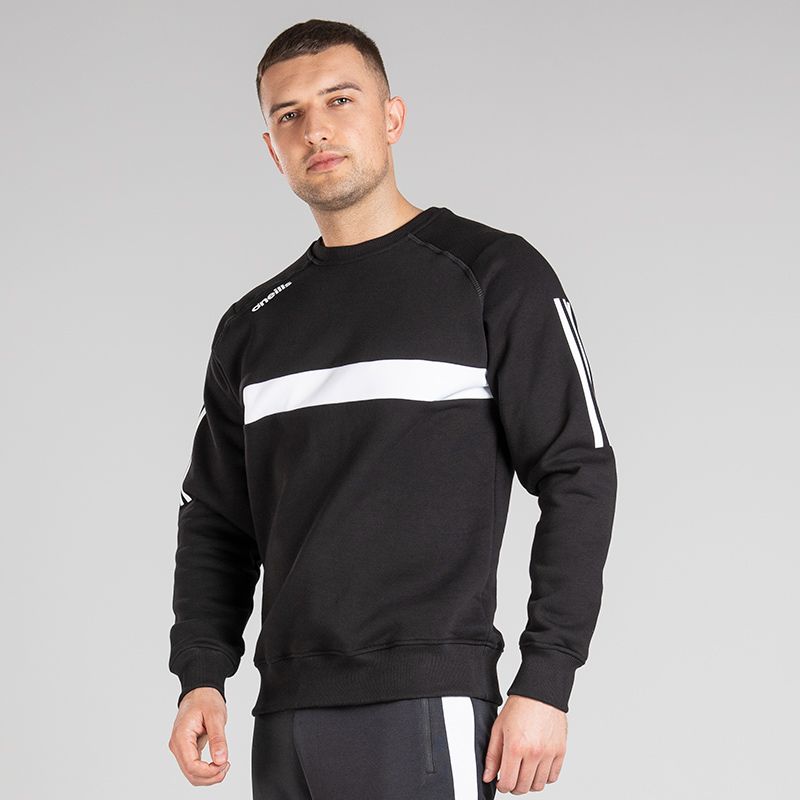 Black Men's Aspire Crew Neck Fleece Sweatshirt by O’Neills.