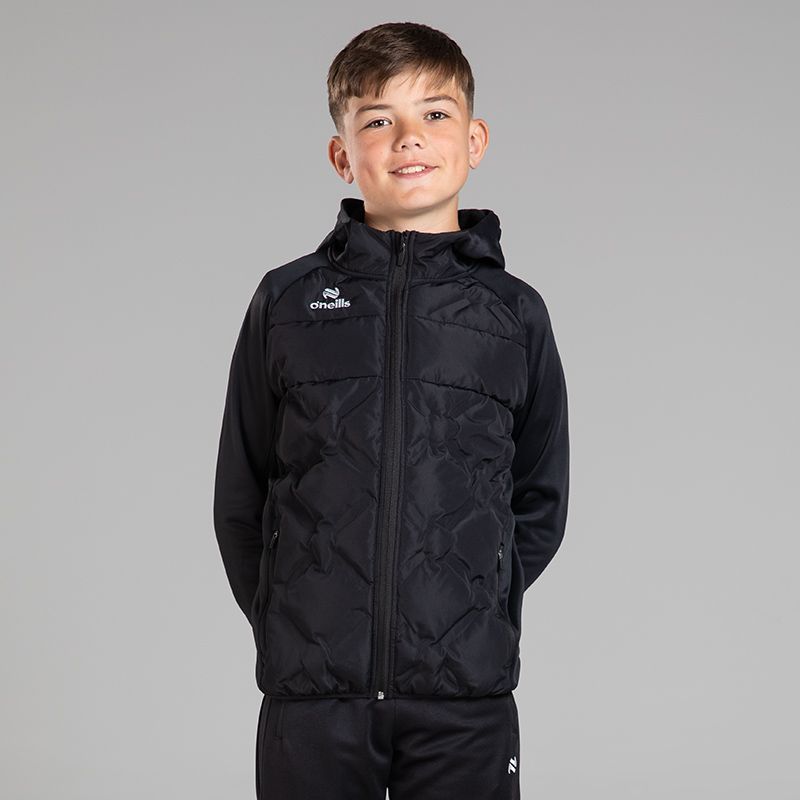 Kids' Black Vortex Lightweight Hooded Padded Showerproof Jacket from O’Neills 