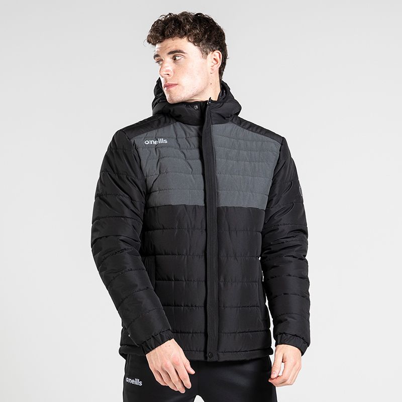 Black Men’s Padded Jacket with a Hooded and Two Side Pockets by O’Neills.