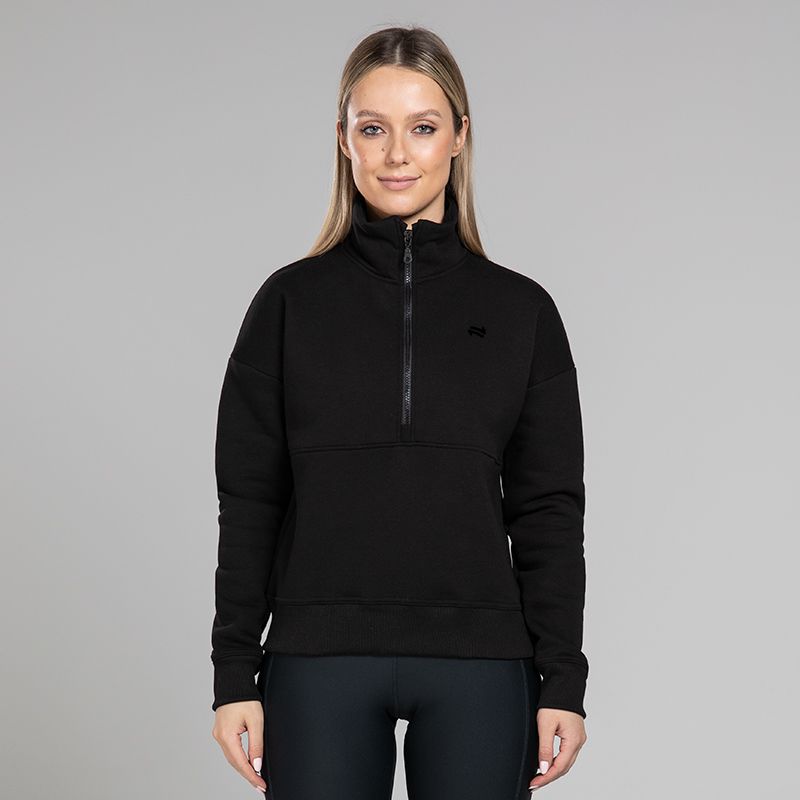 Black Women’s Ada Half Zip Fleece with funnel neck by O’Neills. 