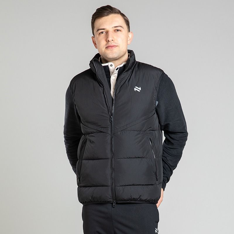 Men's Black Olympus Padded Gilet with two side zip pockets from O'Neills.