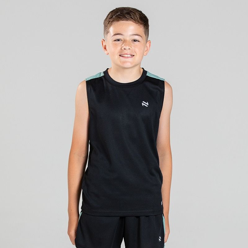 Black O’Neills Kids' Raptor Vest with short sleeves and contrast pinhole texture panels