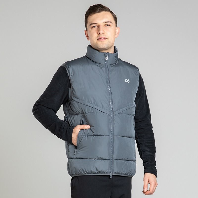 Men's Grey Olympus Padded Gilet with two side zip pockets from O'Neills.