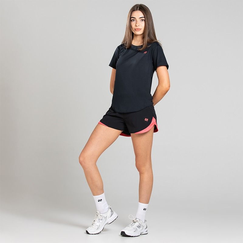Black / Pink Women’s matching training set with Ember T-Shirt and Shorts
