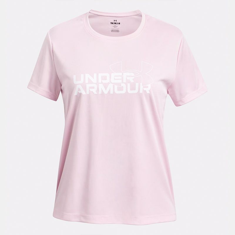 Pink Under Armour Kids' UA Tech Twist Wordmark Logo T-Shirt from O'Neills