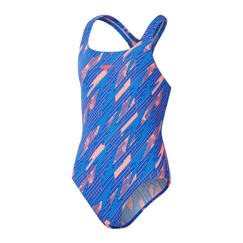 Blue and Orange Speedo Kids' Hyperboom Splice Muscleback Swimsuit from O'Neills.