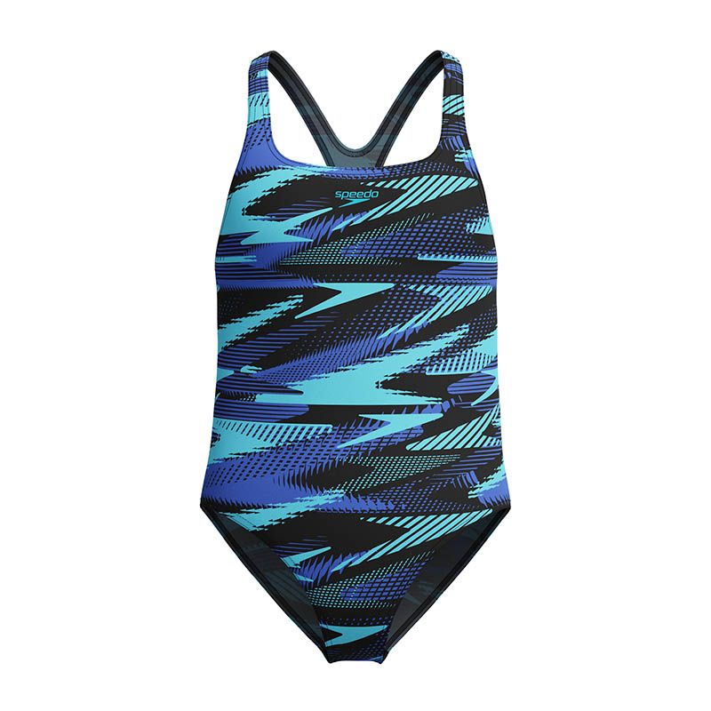 Blue and Light Blue Speedo Kids' Hyperboom Allover Medalist Swimsuit Cobalt Pop from O'Neills.