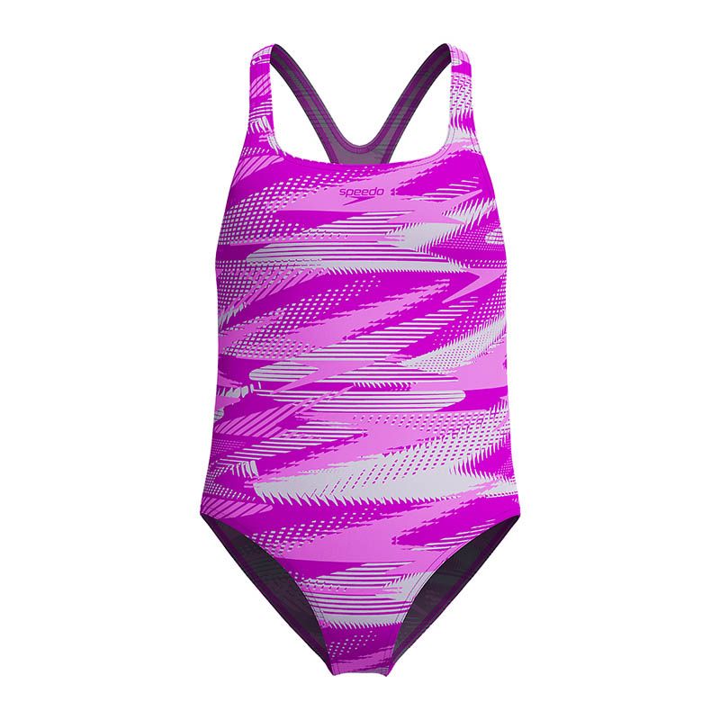 Purple Speedo Kids' Hyperboom Allover Medalist Swimsuit Diva from O'Neills.