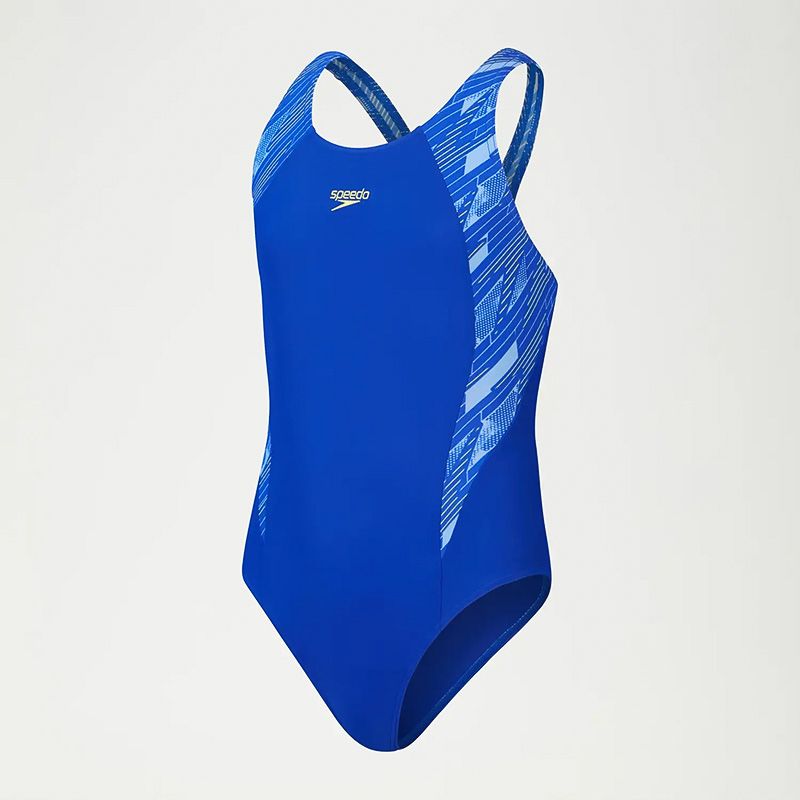 Blue Speedo Kids' Hyperboom Splice Muscleback Swimsuit from O'Neill's.