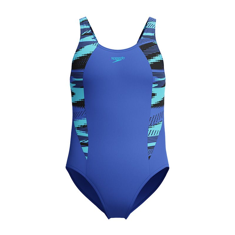 Blue and Light Blue Speedo Kids' Hyperboom Splice Muscleback Swimsuit Cobalt Pop From O'Neills.
