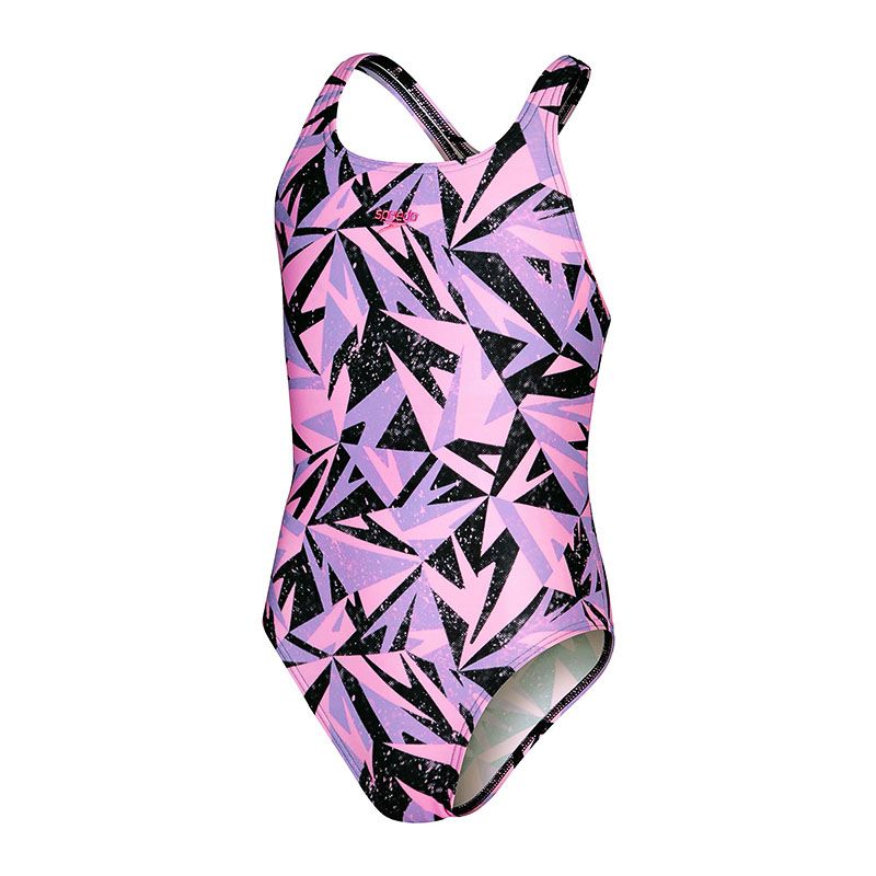Navy and pink Speedo kids Allover print swimsuit with a medalist design from O'Neills