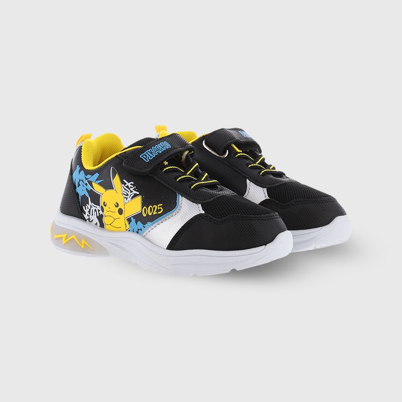 Black yellow blue and white Pikachu Kids' Light Up Trainers from O'Neills