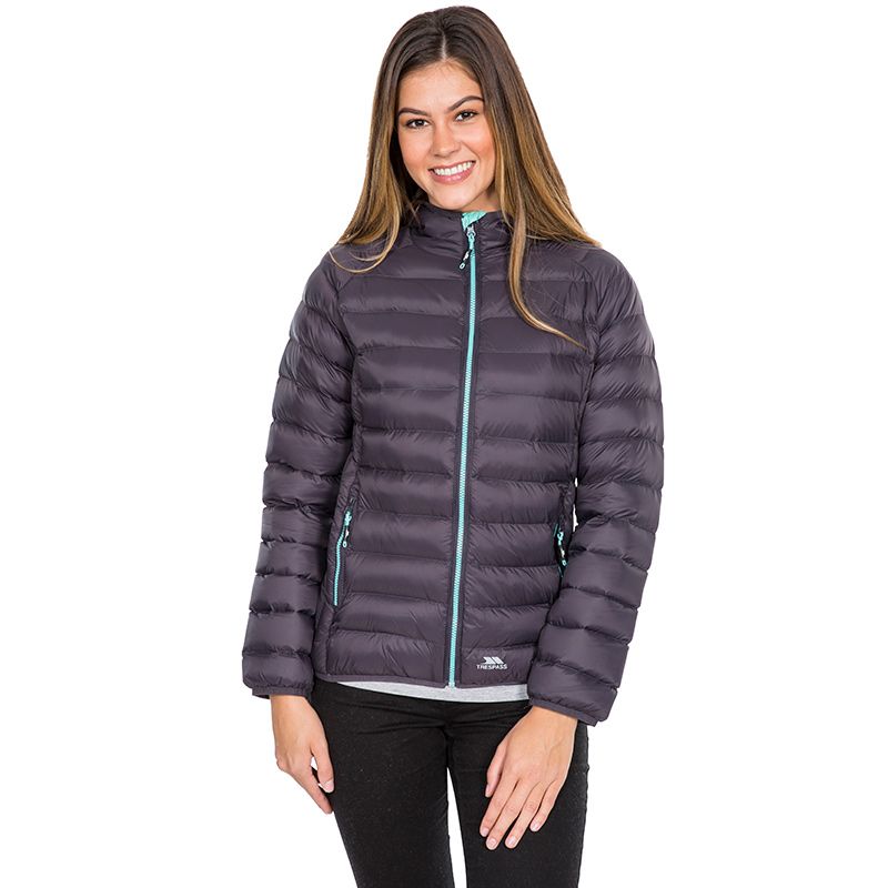 Navy Trespass women's padded jacket with hood from O'Neills.