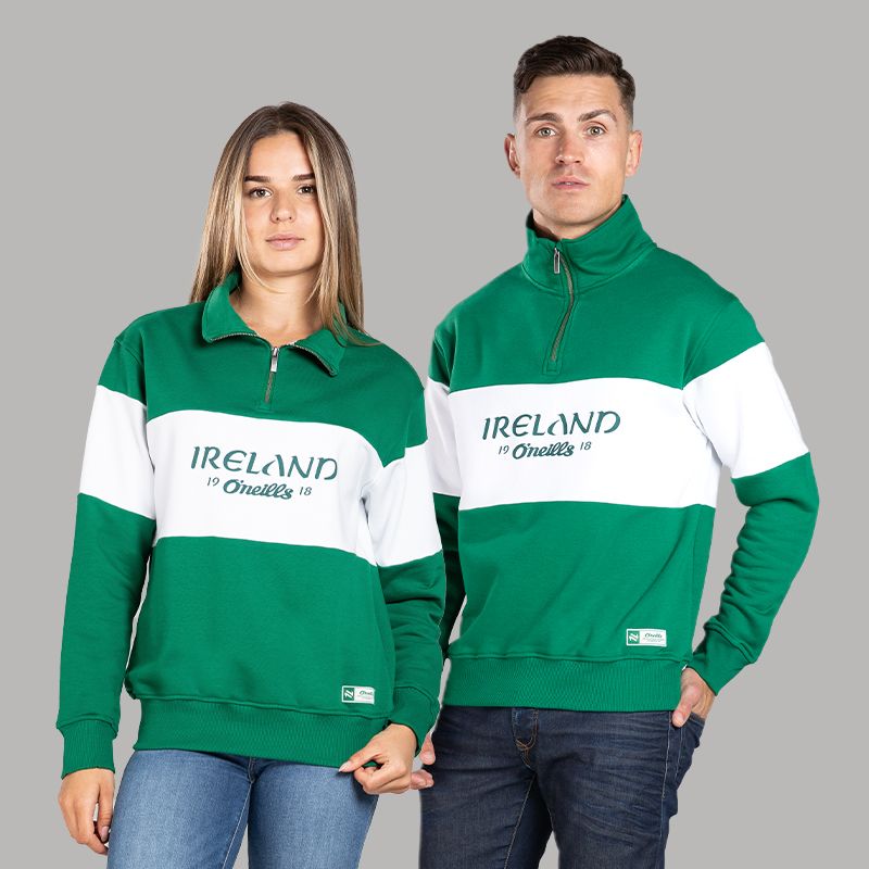 Green and White A Chara Ireland Half Zip Fleece by O’Neills.