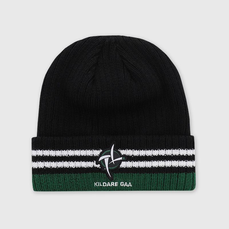 Black Kildare GAA Align Beanie Hat with county crest by O’Neills. 