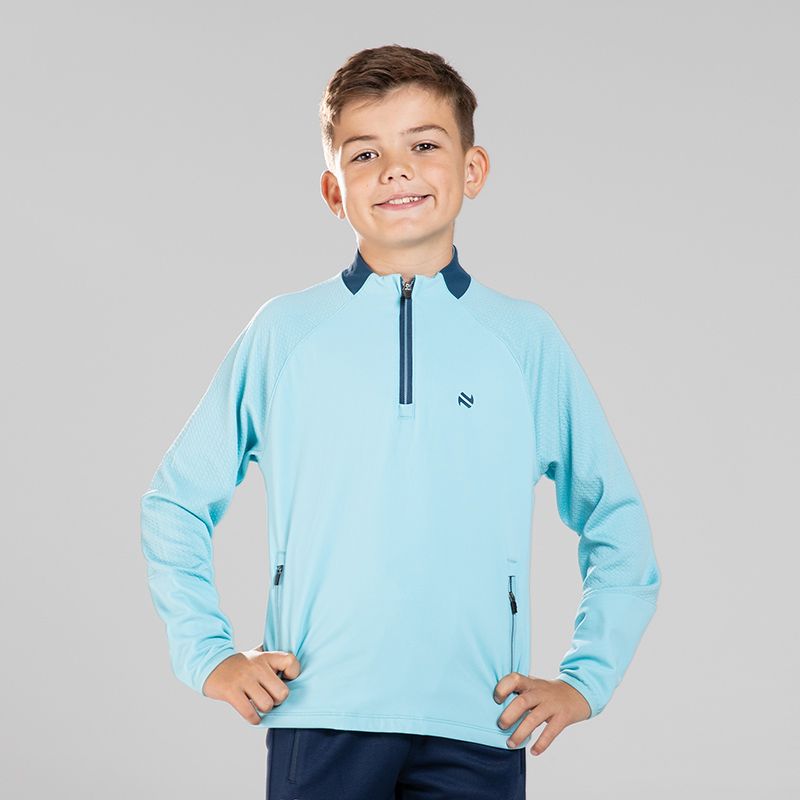 Blue Kids’ Adapt Half Zip Top with two zip pockets by O’Neills. 