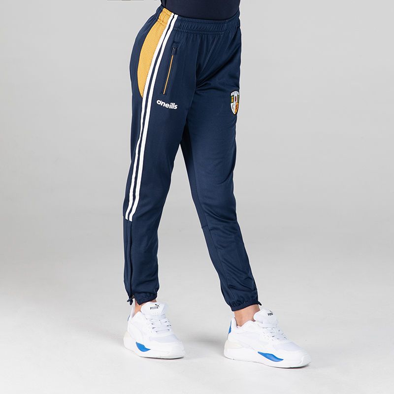 Marine Kid's Antrim GAA Rockway Brushed Skinny Tracksuit Bottoms with the County Crest and Zip Pockets by O’Neills.