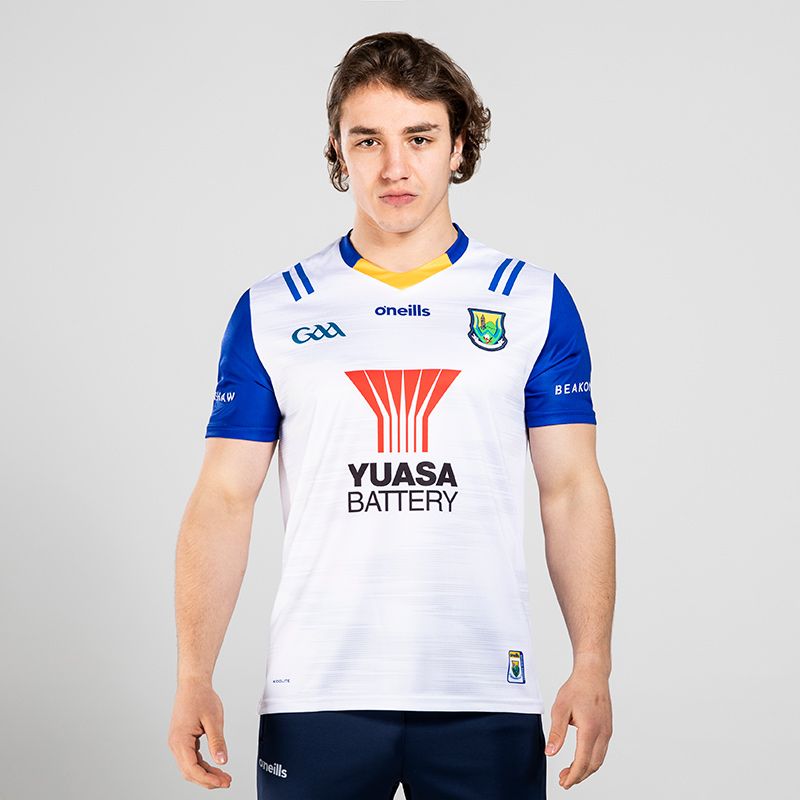 White/Blue Men's Wicklow Hurling Goalkeeper Jersey 2023 with sponsor logo by O'Neills.