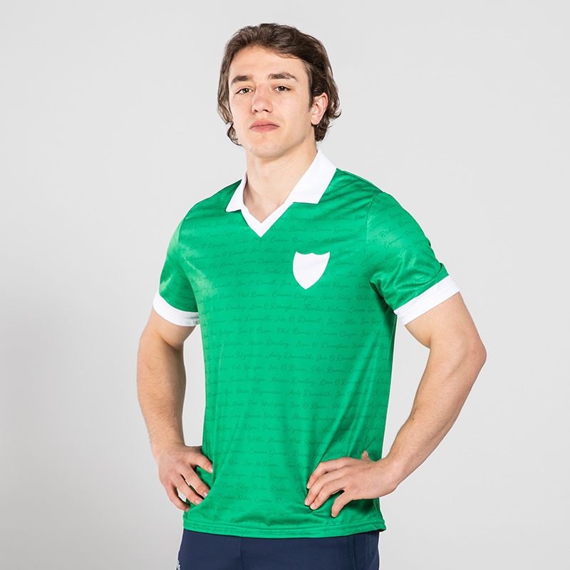 Green Limerick GAA 1973 Retro Jersey with players names printed throughout the jersey by O’Neills.