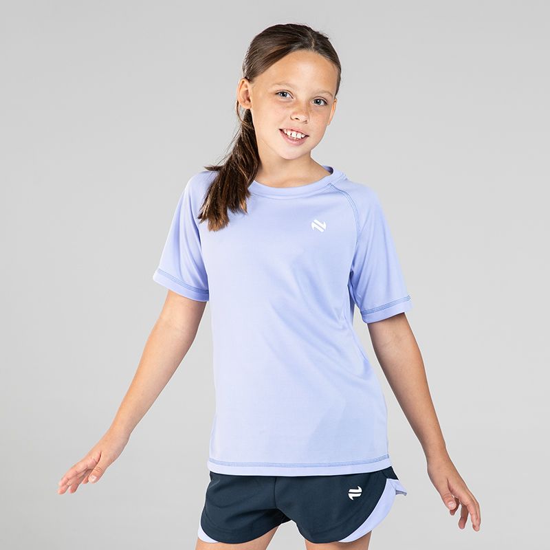 Purple Kids’ Sports T-Shirt with crew neck and short sleeves by O’Neills.