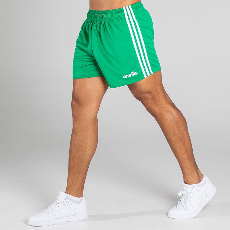 Green/White Men's Mourne Shorts with 3 stripe detail by O'Neills. 