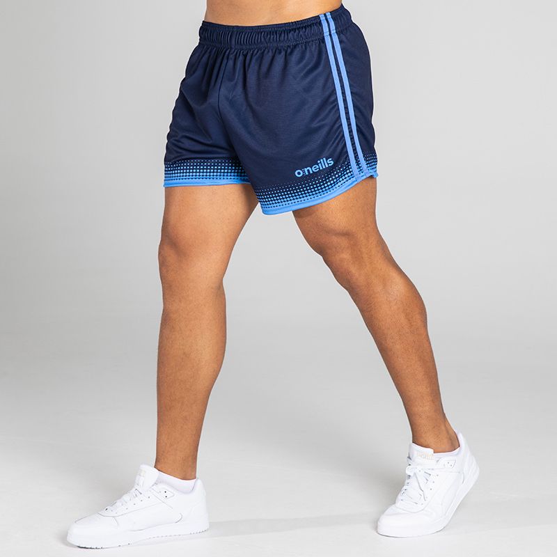 Navy/Sky Blue Men's Nelson GAA Shorts with 2 stripes and a modern design by O'Neills. 