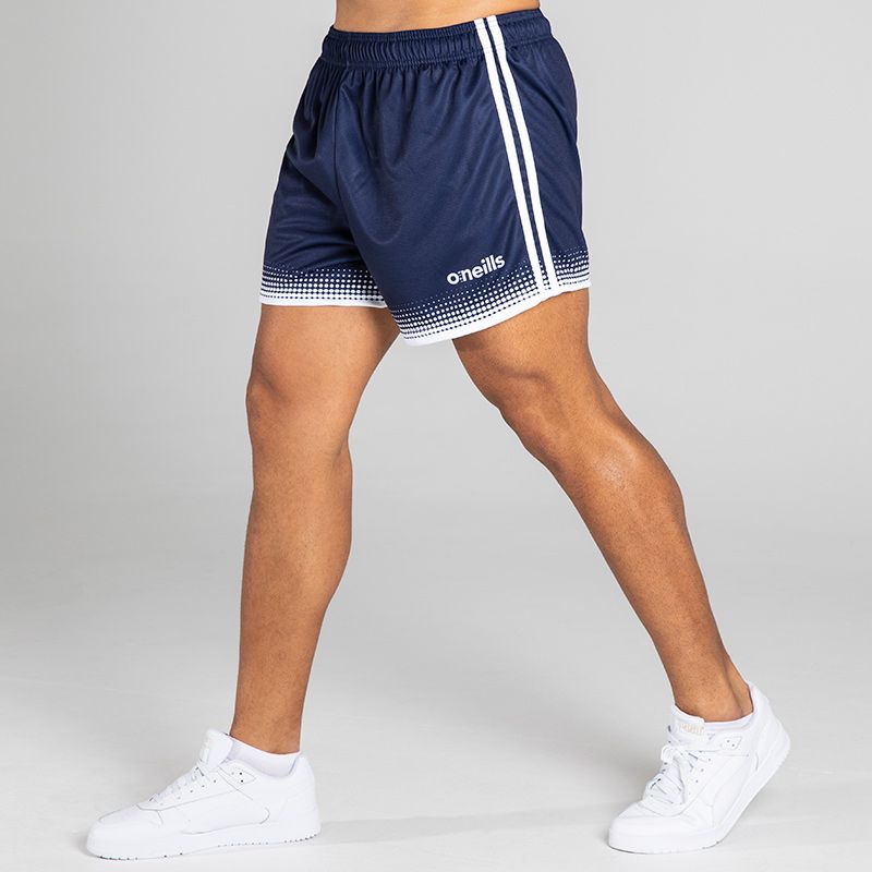 Navy/White Men's Nelson GAA Shorts with 2 stripes and a modern design by O'Neills. 