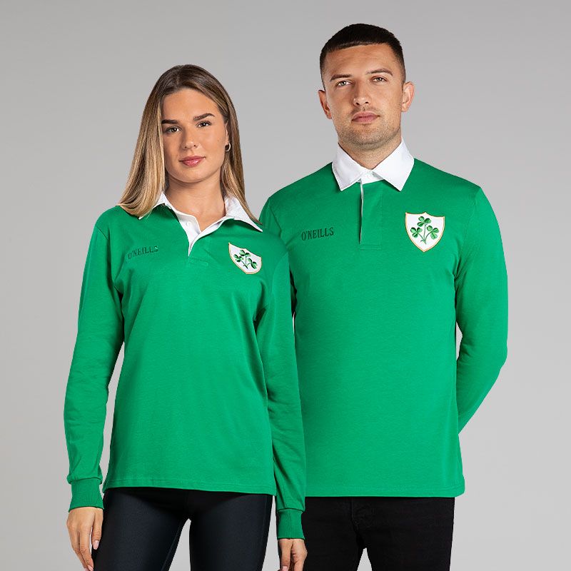 Green Ireland Anthem Rugby Shirt with long sleeves by O’Neills