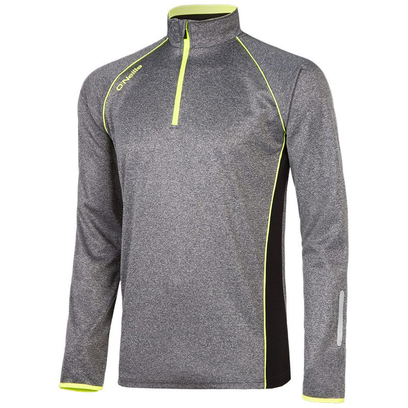 Grey, black and yellow men's Arctic midlayer with reflective transfers detail from O'Neills